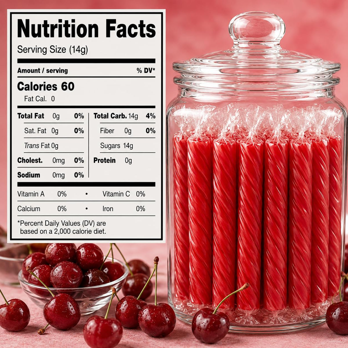 Old Fashioned Candy Sticks - Pack of 10 - Cherry - Individually Wrapped 5 in. Sticks - One 10 Count Box