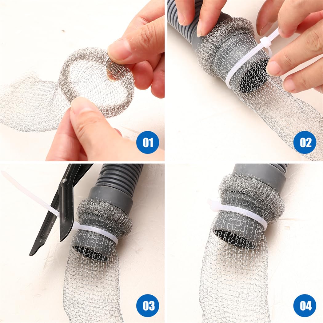 Lint Traps 10 Pieces Lint Trap Laundry Mesh Washer Hose Filter Hose Screen Filter Catcher with 10 Pcs Cable Ties Sink Drain Hose Filter Catcher