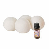 Laura Ashley 4 Pack Reusable Wool Dryer Balls and Lavender Essential Oil Kit to Soften Clothes in Dryer and Reduce Wrinkles and Static