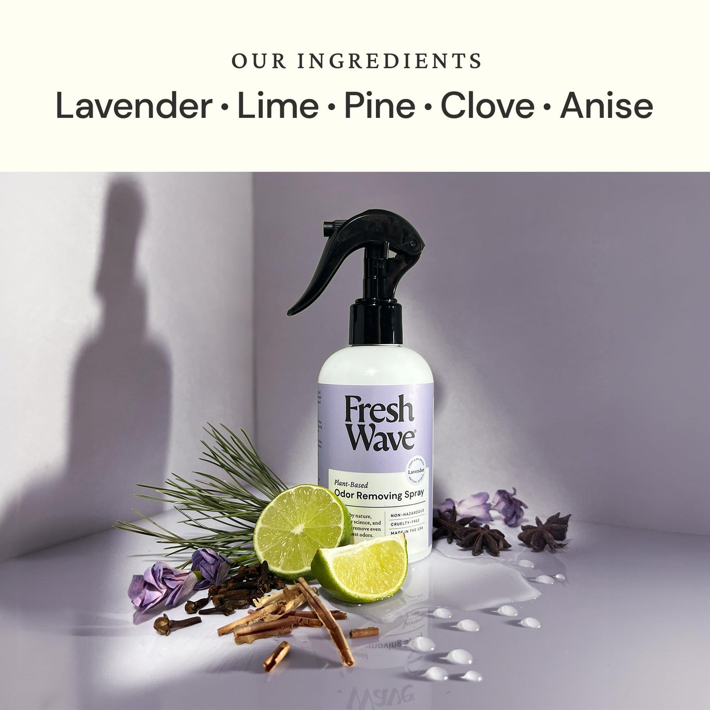 Fresh Wave Lavender Scent Odor Removing Spray, 8 fl. oz. | Pack of 2 | Odor Absorber for Home, Furniture, Fabrics & Trash | Safer Odor Relief