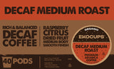 EKOCUPS Organic Decaf Coffee Pods, Swiss Water Decaffeinated Hot or Decaf Iced Coffee For Keurig K Cups Machines, Organic Fair Trade in Recyclable