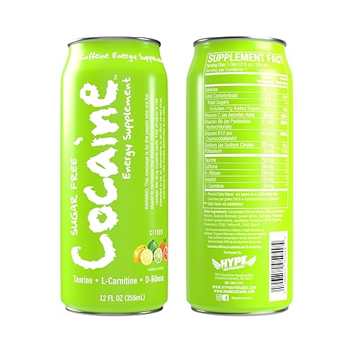 Hype Beverages Official 280mg Caffeine Energy Drink Sparkling Citrus, Sugar Free - Energy Boost with Healthy Energy Drinks with Vitamin C, B6, B12