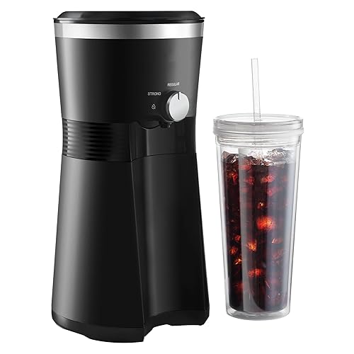 MaiyO Iced Coffee Maker with 25 fl oz. Reusable Tumbler, Black