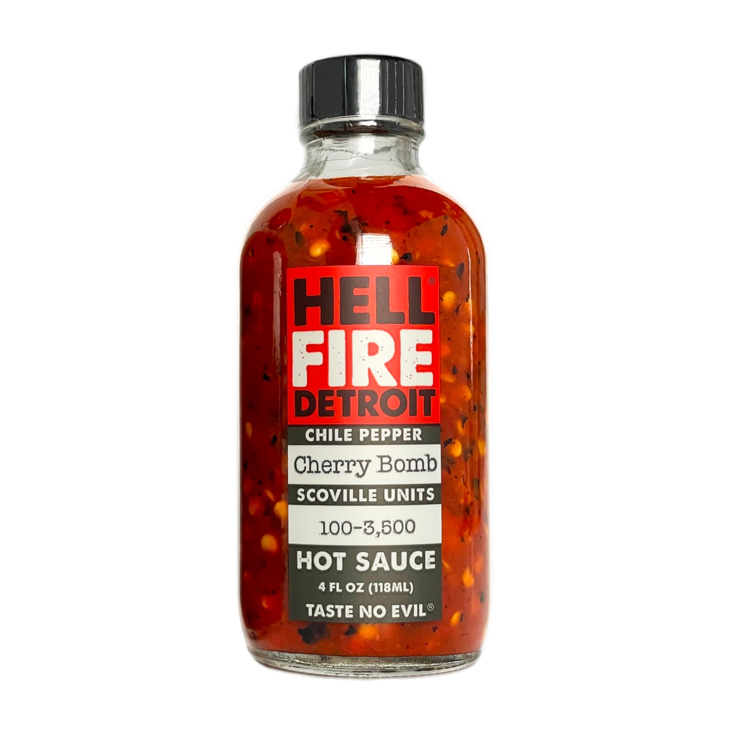 Hell Fire Detroit Cherry Bomb Hot Sauce (Medium), Crafted with Fresh, Fire-Roasted Cherry Bomb Chile Peppers, All-Natural, Vegan, Gluten-Free, Low