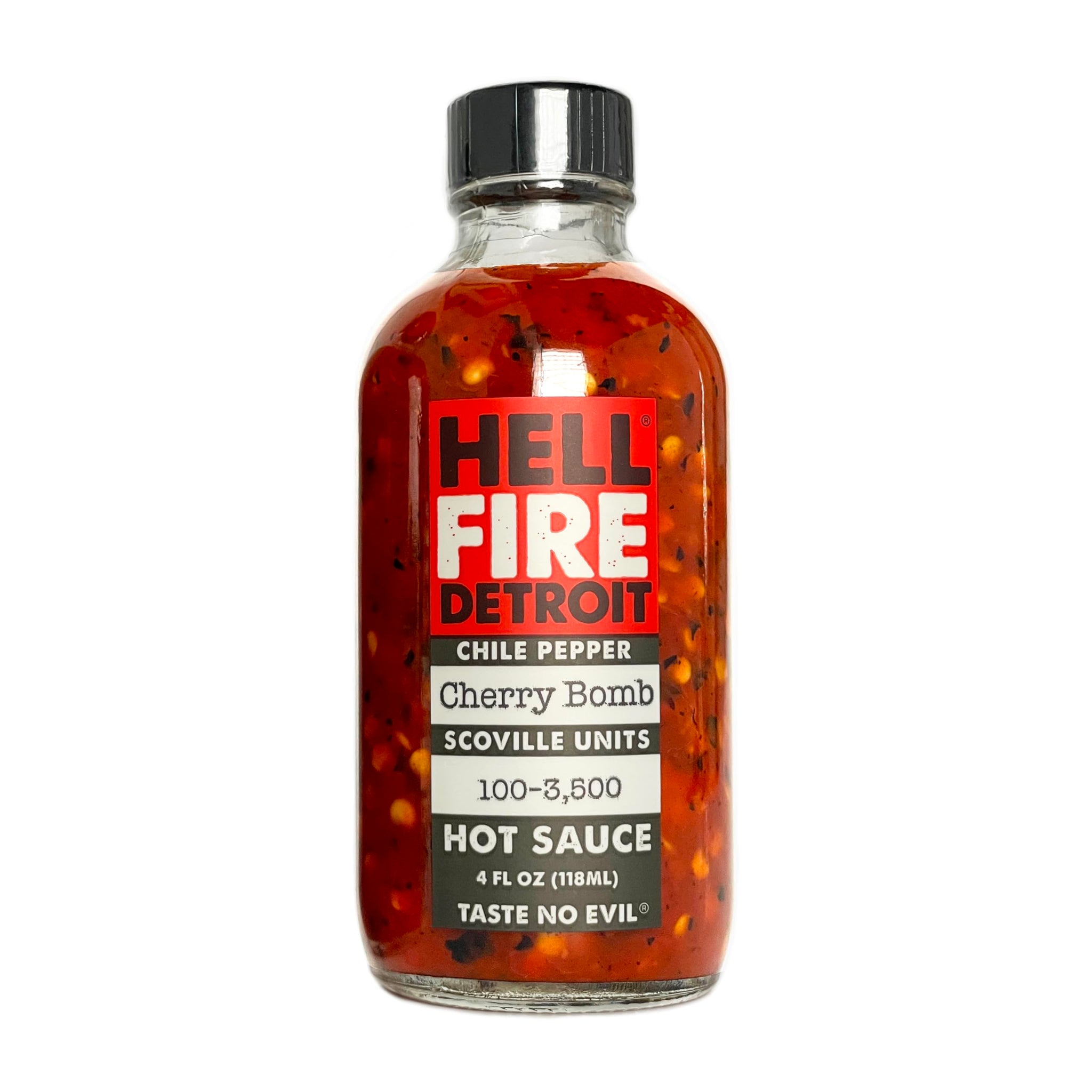 Hell Fire Detroit Cherry Bomb Hot Sauce (Medium), Crafted with Fresh, Fire-Roasted Cherry Bomb Chile Peppers, All-Natural, Vegan, Gluten-Free, Low