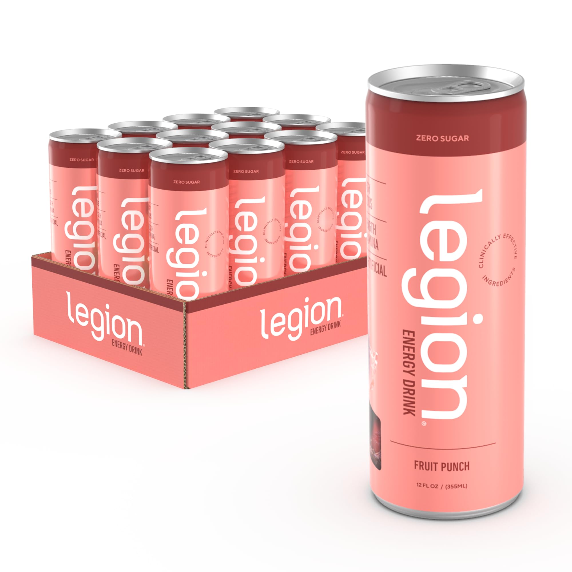 Legion Energy Drink - Naturally Sweetened and Flavored Healthy Energy Drinks - Sugar Free Energy Drinks w/Natural Caffeine, Theanine, Taurine