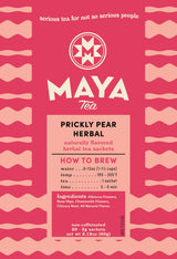 Maya Tea Prickly Pear Natural Flavor Herbal Tea Sachets, No Caffeine, Hibiscus & Chamomile Flowers with Rose Hip & Chicory Root, Pack of 20