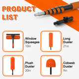 SISUPASSIE 30FT Reach High Ceiling Duster Kit, Window Cleaning kit with 5-24FT Extension Pole, Fan Duster for Ceiling Fan Blades, Microfiber Feather