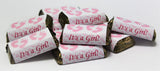 60 Pink Footprints Baby Shower Miniatures Chocolate Candy Bar Wrapper, Its a Girl Baby Shower Mini Candy Bar Stickers Decorations, Candy Not Included