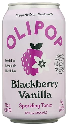 OLIPOP Sparkling Blackberry Vanilla Tonic, 12 FZ, Shelf Stable