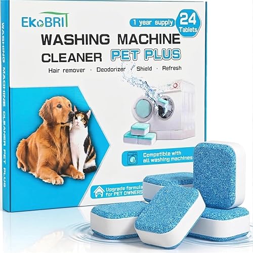 EKoBRIT Washing Machine Cleaner Tablets 24 Pack - Deep Cleaning Washer Descaler for Front Load & Top Load Machines, Septic Safe Washing Machine