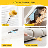 AIDELY 6 FT Extendable Duster Handle with 20 Pcs Refills, Heavy Duty Starter Kit Compatible with Swiffer, Disposable Microfiber Dusting Pads
