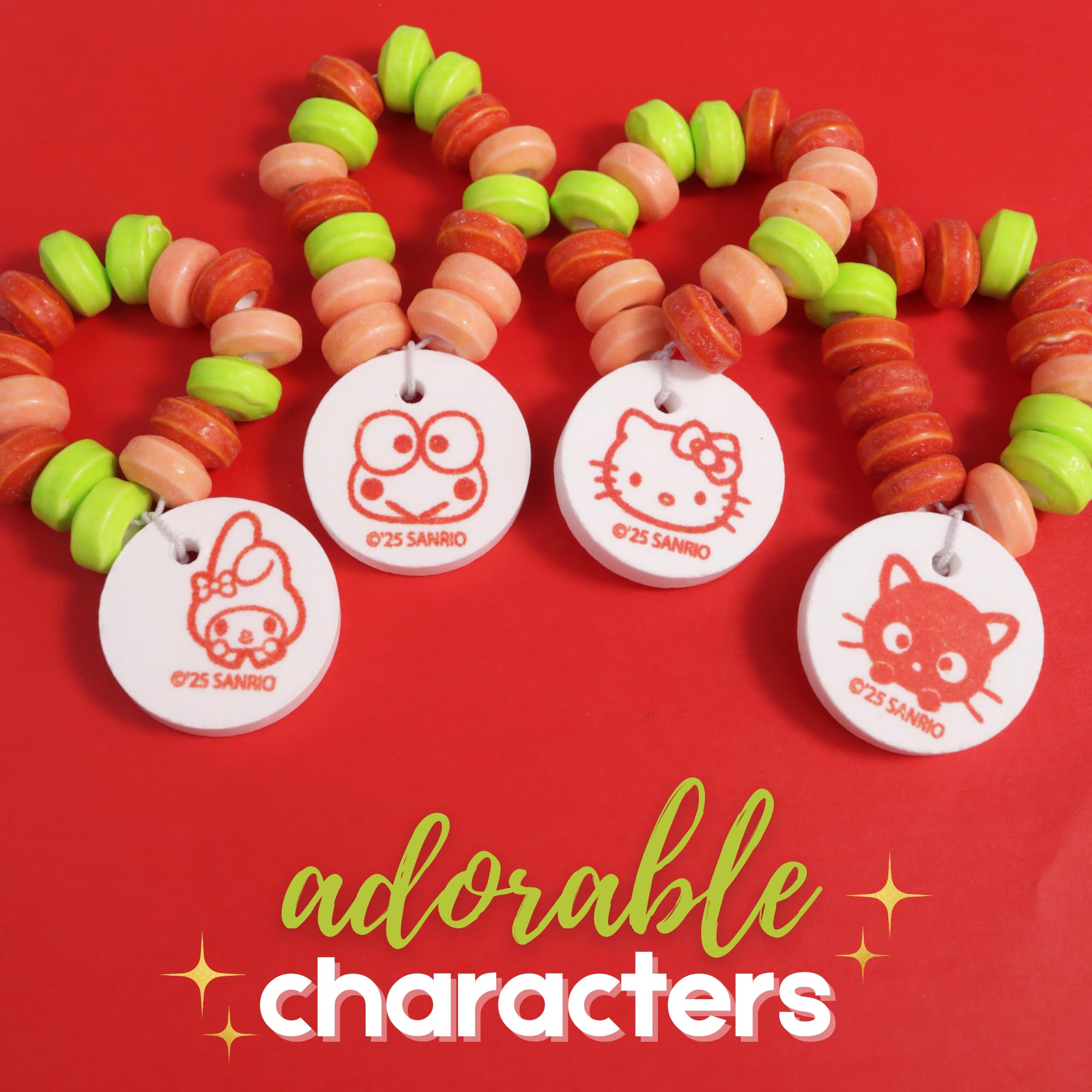 Hello Kitty Candy Bracelets, Edible Jewelry with Character Charms, Individually Wrapped Party Favors, 20 Pieces Inside