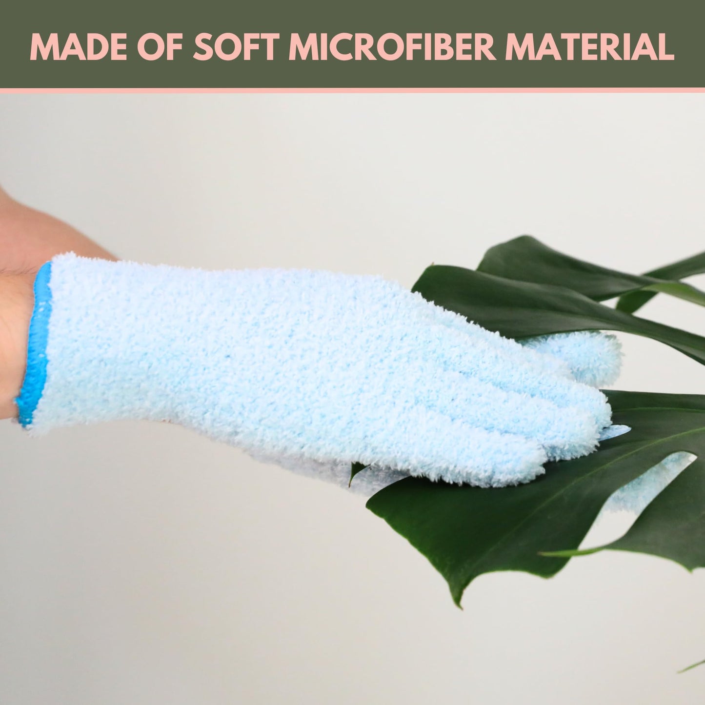 Mossify Microfiber Gloves for Plant Dusting - Reusable & Washable Plants Leaf Cleaning Gloves for Houseplants & Indoor Gardening, Soft & Absorbent