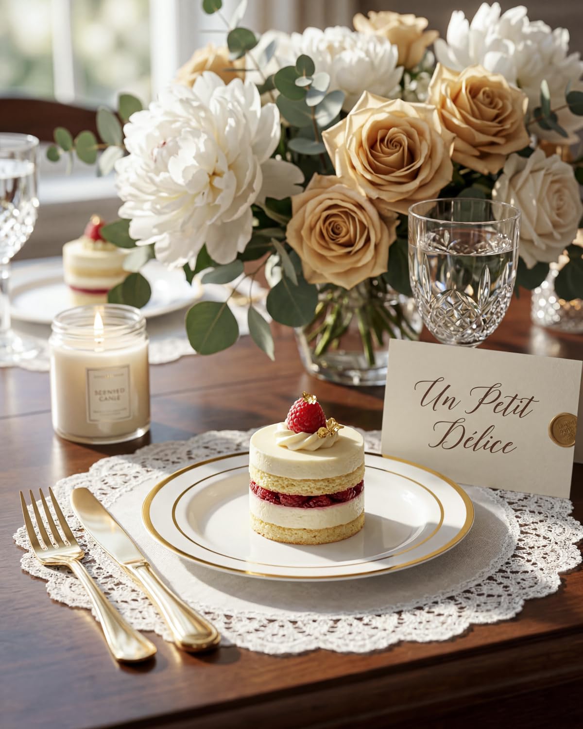 bUCLA 100Pieces Gold Plastic Plates - 6.25inch White with Gold Rim Disposable Salad/Dessert/Appetizer/Small Cake Plates Premium Hard - Ideal