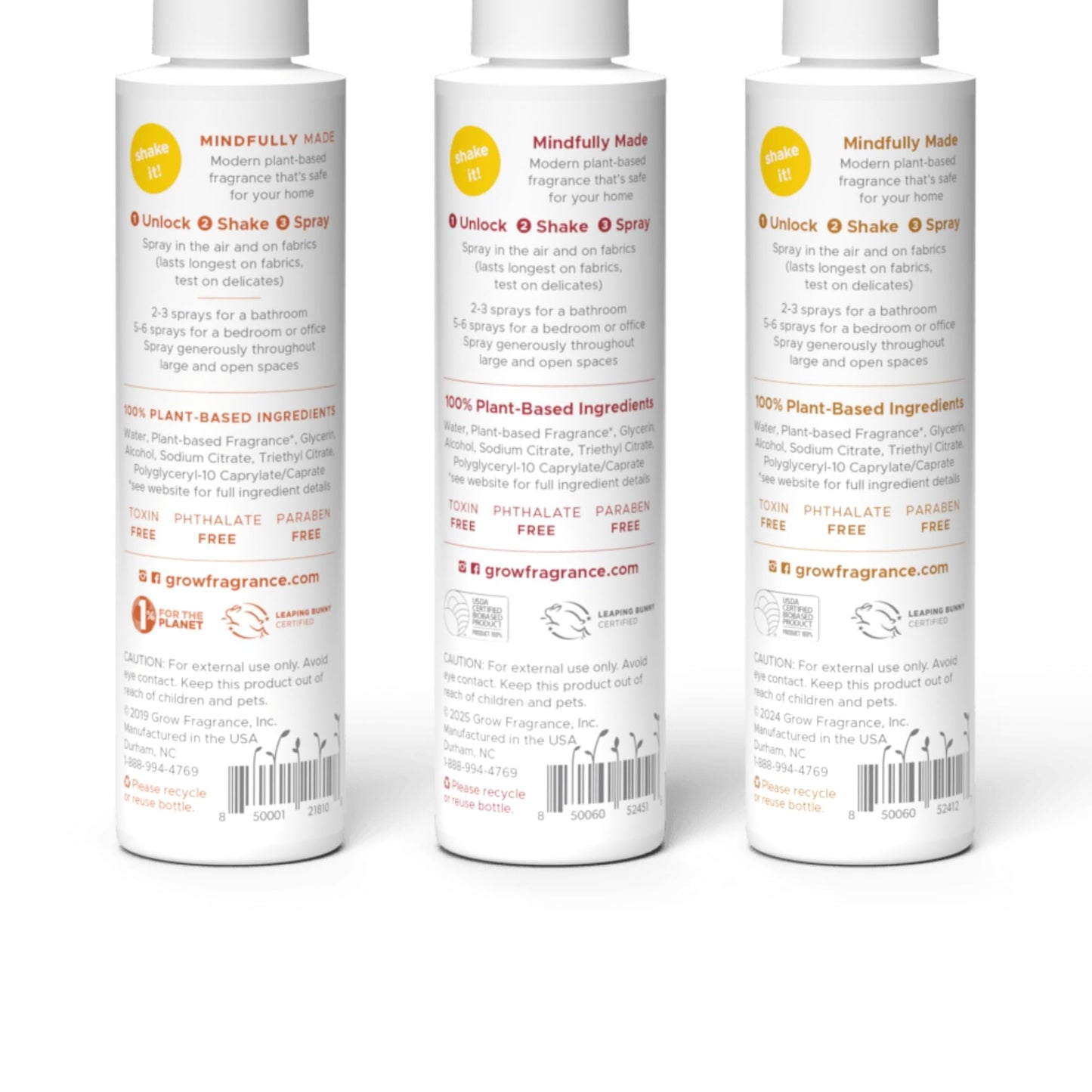 Grow Fragrance Certified Non Toxic, 100% Plant Based Fabric and Room Air Freshener Spray. Made with All Natural Essential Oils | Summer 3 Pack