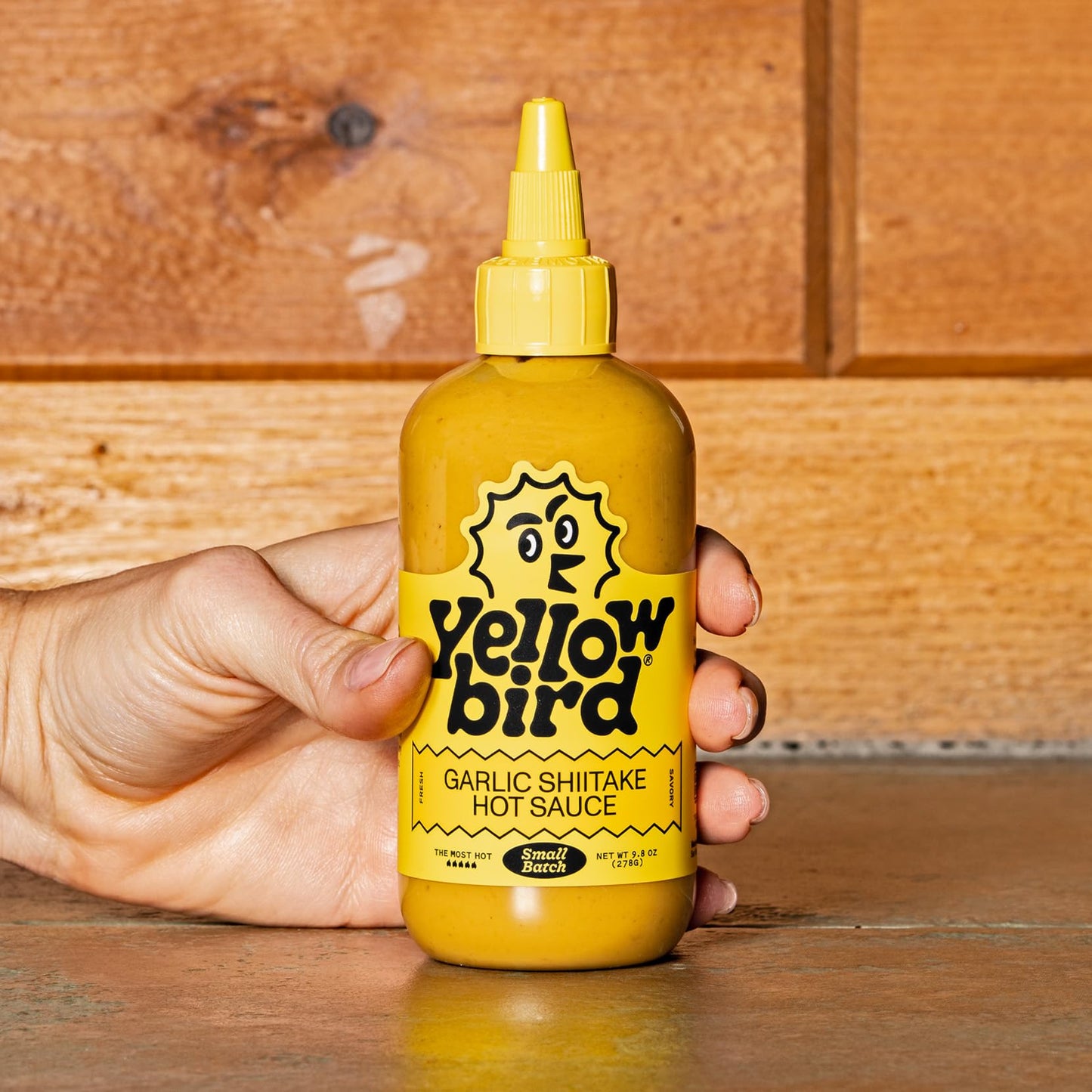 Yellowbird® Small Batch Garlic Shiitake Hot Sauce 9.8 oz. Pantry Size (The Most Hot | 1 Bottle | Made in Texas)