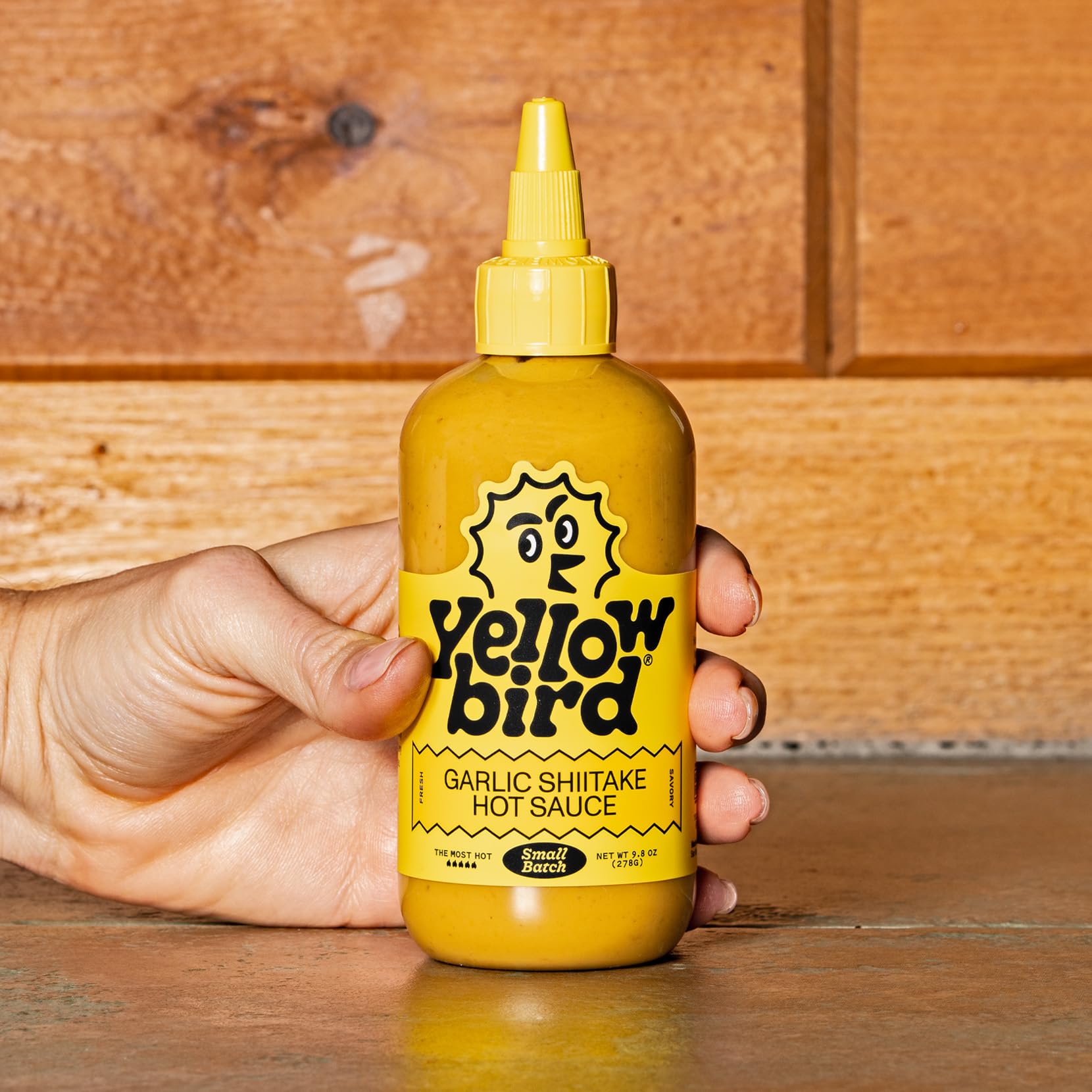 Yellowbird® Small Batch Garlic Shiitake Hot Sauce 9.8 oz. Pantry Size (The Most Hot | 1 Bottle | Made in Texas)