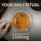 GANOHERB Organic Reishi Mushroom Tea, Adaptogen Ganoderma Lucidum Herbal Tea for Immune Health Boost, Stress Relief, Caffeine-Free, No Sugar, 25 Count