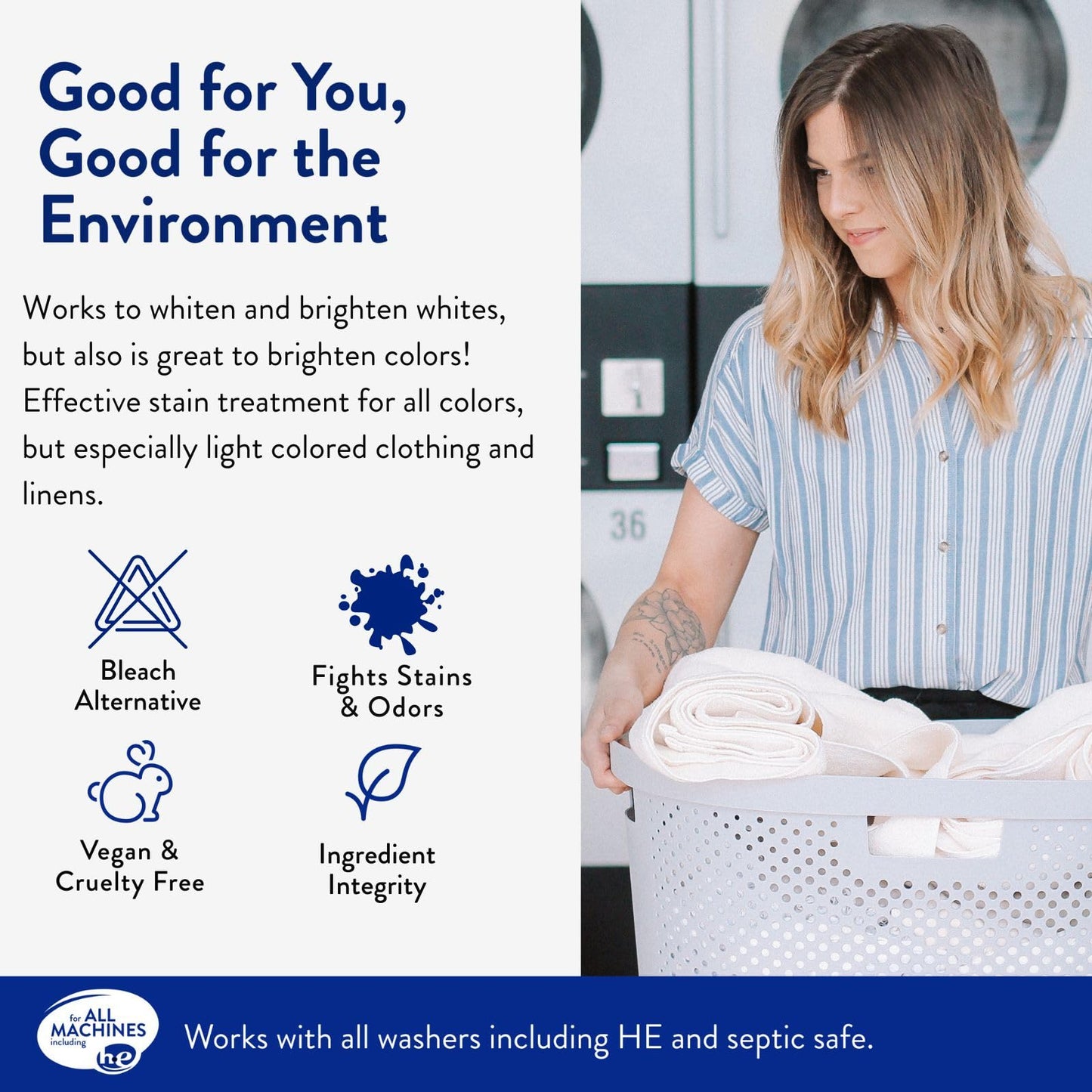 The Clean People Oxygen Brightener Stain Remover | Bleach Alternative, Simple Ingredients, Brightens Dull Whites AND Colors | 41 oz