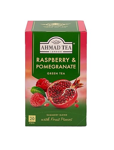 Ahmad Raspberry & Pomegranate Flavoured Green Tea with Fruit Pieces 20 Bags