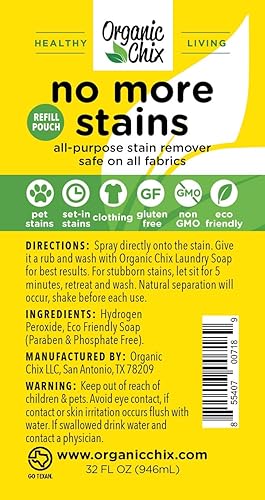 No More Stains, Natural Stain Fighter, Non-toxic 32 ounce refill pouch