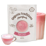 Organic Traditions Superfood Beetroot Latte, Fermented With Beet Root Extract, Beets Powder With Coconut Milk And Ginger, Instant Pink Drink Blend