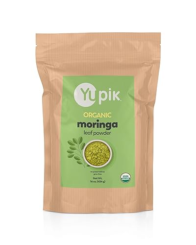 Yupik Organic Moringa Leaf Powder 1 lb (16 oz), USDA Certified, Non-GMO, Vegan, Gluten-Free, Kosher, Nutrient-Rich Superfood for Baking, Cooking