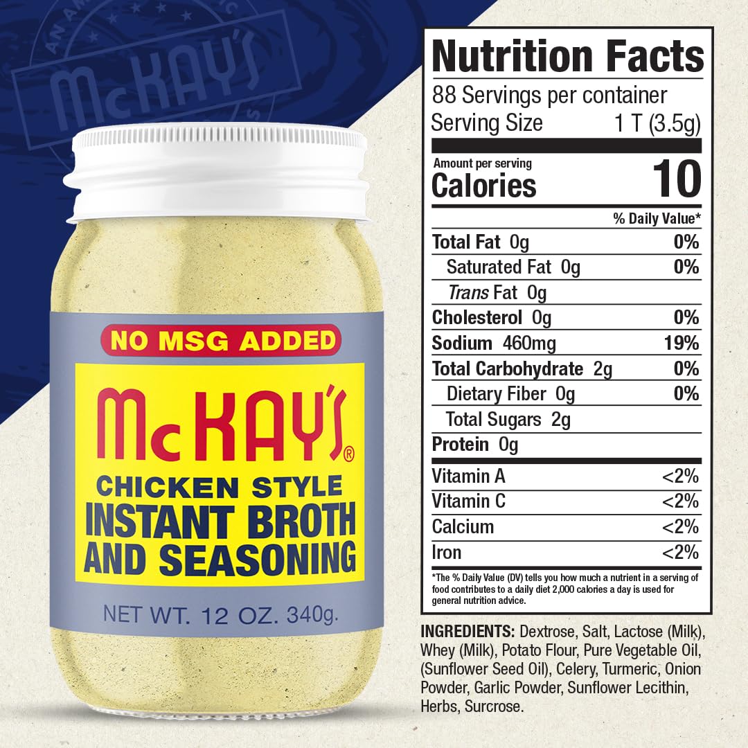 McKay's Chicken and Beef Flavored Soup Seasoning, Gluten Free, Vegetarian Instant Broth, Bullion Powdered Seasoning, Good on Meats, Veggies or in