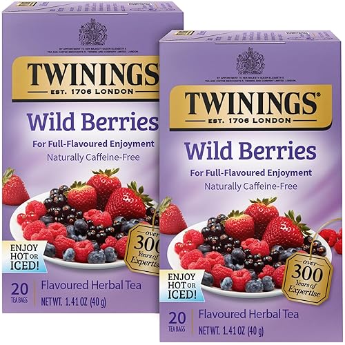Twinings Wild Berries Tea - Naturally Caffeine-Free Herbal Infusion Bursting with Fresh and Uplifting Berry Flavours, Individually Wrapped Tea Bags