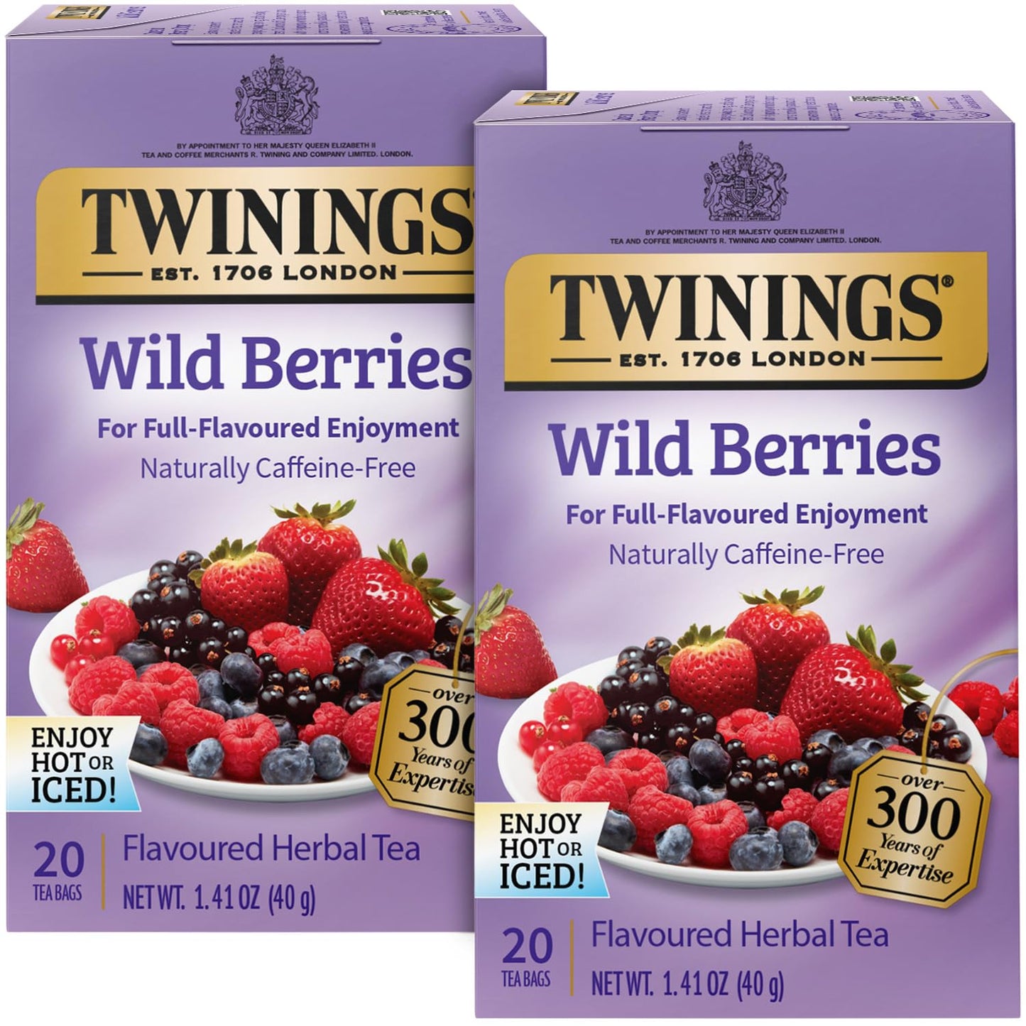 Twinings Wild Berries Tea - Naturally Caffeine-Free Herbal Infusion Bursting with Fresh and Uplifting Berry Flavours, Individually Wrapped Tea Bags
