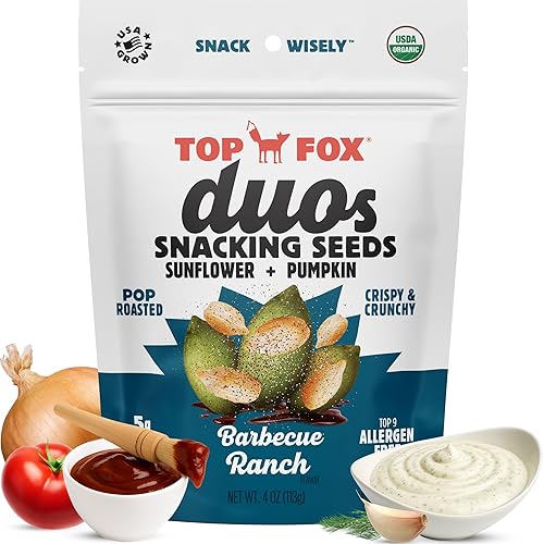 Top Fox Snacks Barbecue Ranch Sunflower Seeds and Pumpkin Seeds To Eat Duo (4 oz, Pack of 6) - Keto Friendly Snacks, Gluten Free Snacks, Protein