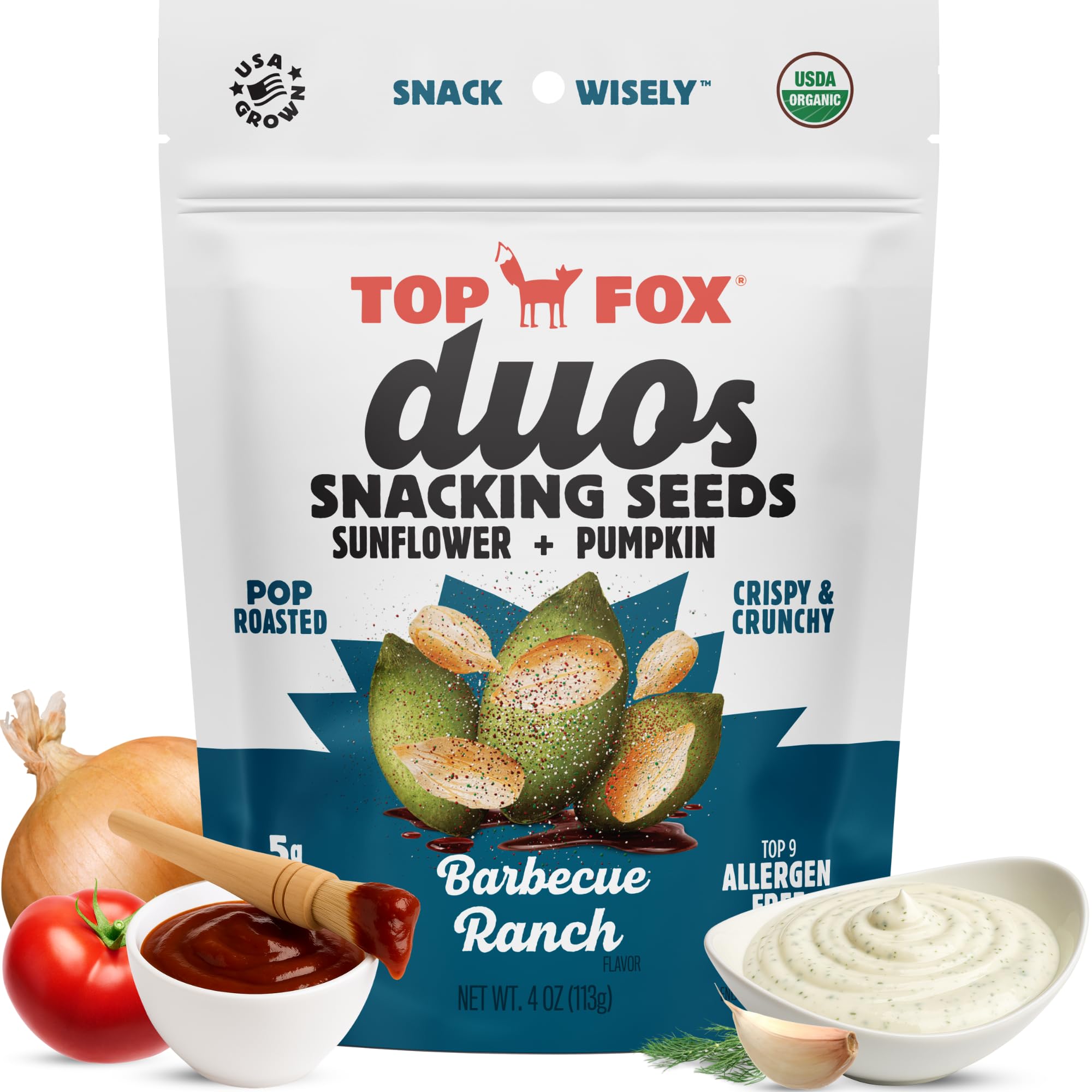 Top Fox Snacks Barbecue Ranch Sunflower Seeds and Pumpkin Seeds To Eat Duo (4 oz, Pack of 6) - Keto Friendly Snacks, Gluten Free Snacks, Protein