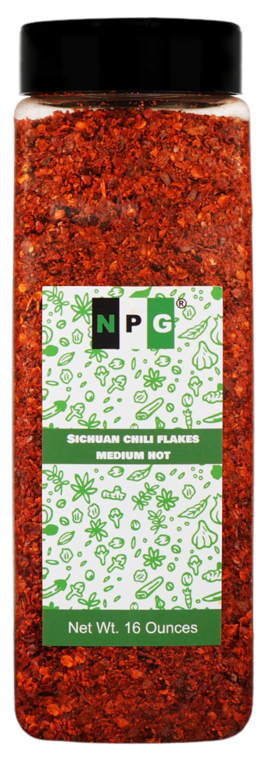 NPG Authentic Sichuan Chili Flakes 1LB 16 Ounces, Medium Hot, Szechuan Crushed Red Pepper Flakes Powder Bulk, Spice Seasoning for Making Kimchi, Chili