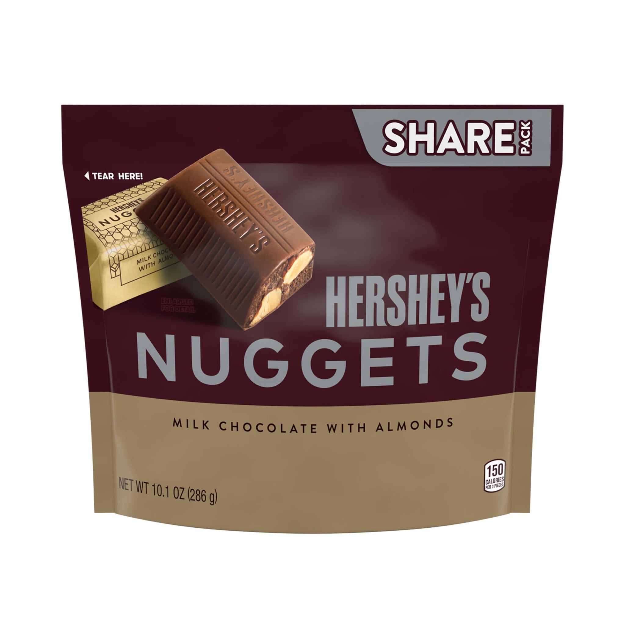 HERSHEY'S NUGGETS Milk Chocolate with Almonds Candy Share Pack, 10.1 oz