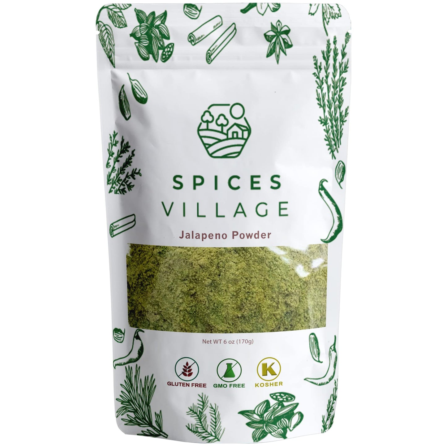 SPICES VILLAGE Jalepeno Powder, Ground Jalapeno, Jalapeno Powder Seasoning, Great For Chili, Salsa, Spice Blends, Stews, Tacos, Guacamole - Kosher