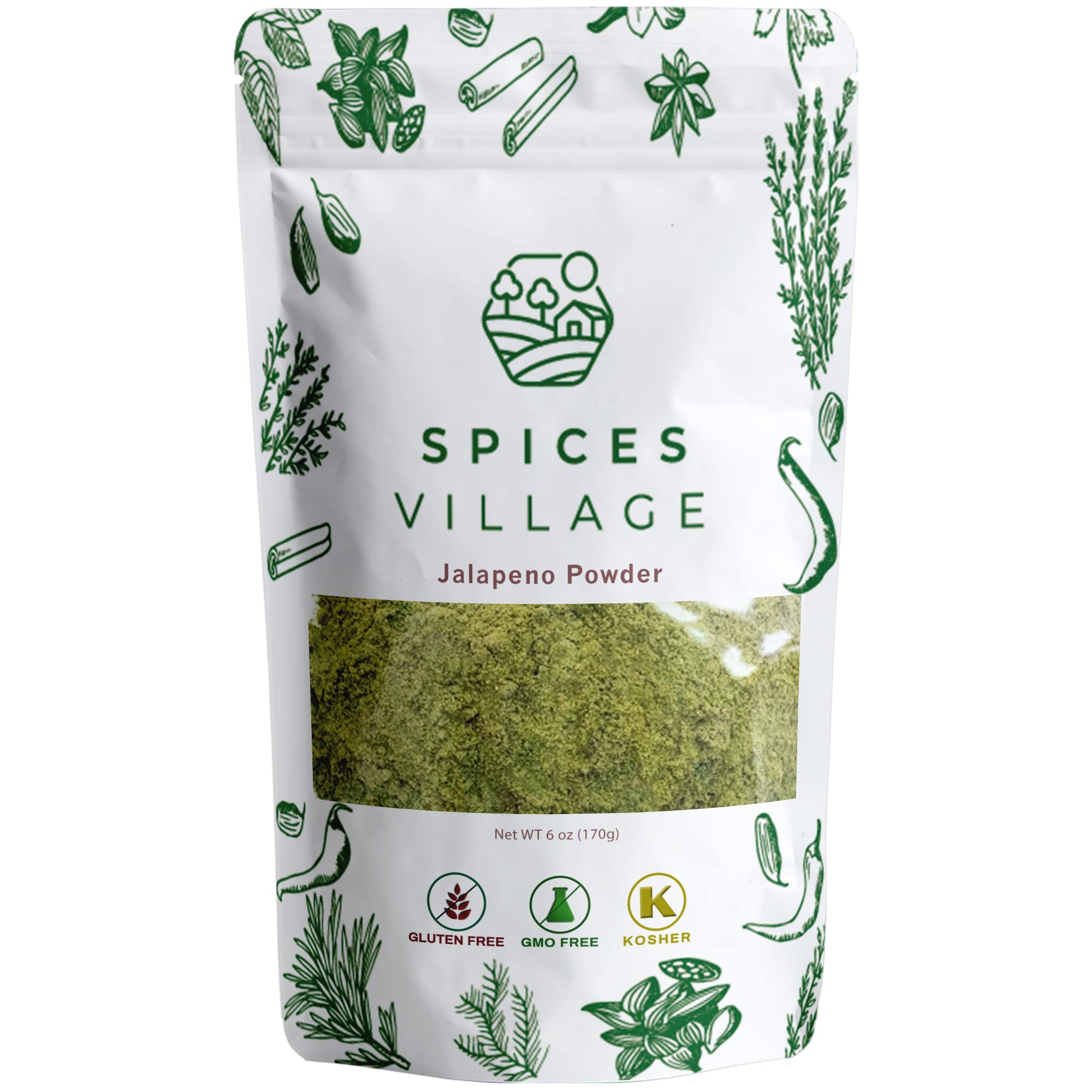SPICES VILLAGE Jalepeno Powder, Ground Jalapeno, Jalapeno Powder Seasoning, Great For Chili, Salsa, Spice Blends, Stews, Tacos, Guacamole - Kosher
