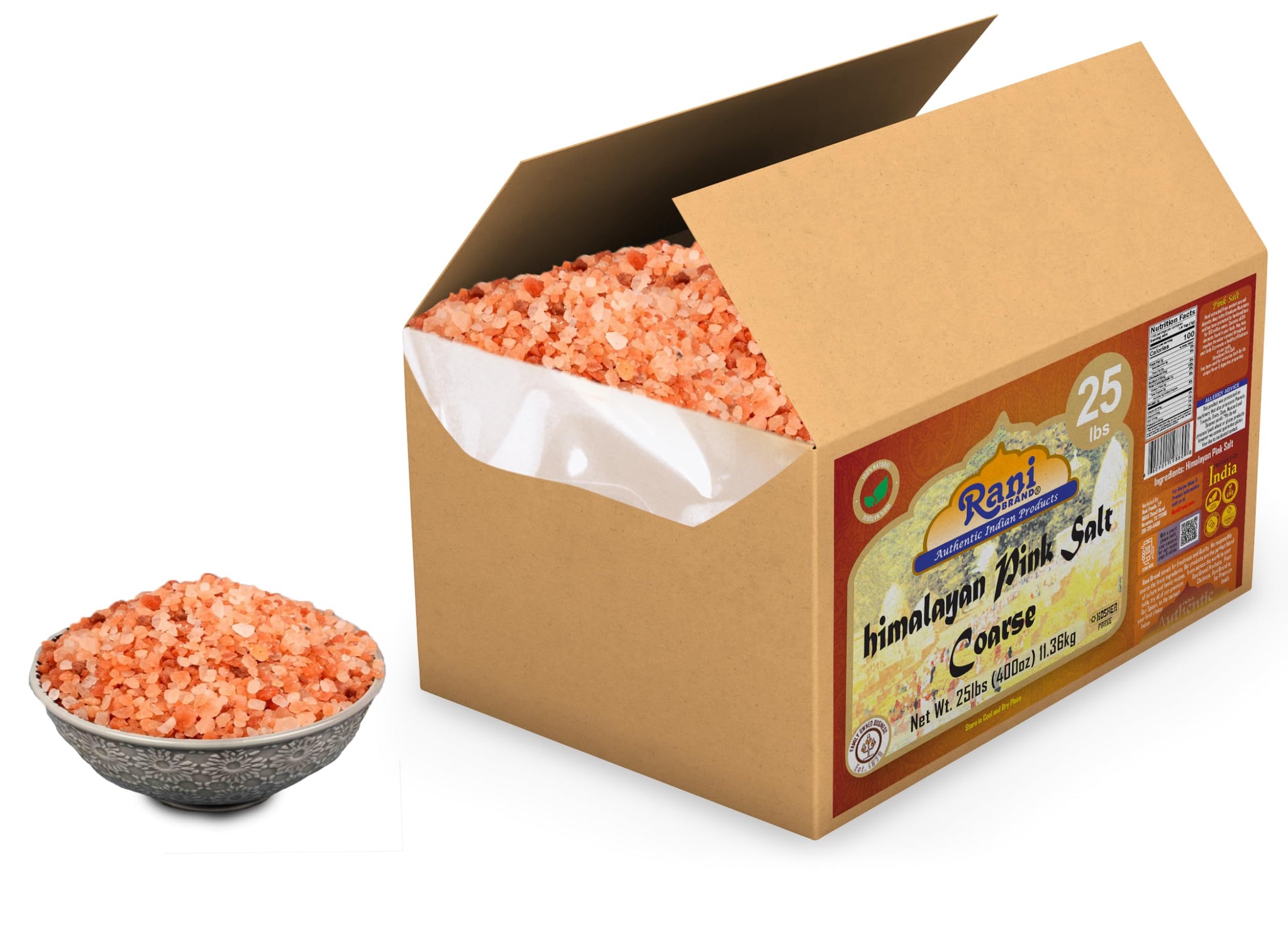 Rani Himalayan Pink Salt Granules (84 Essential Trace Minerals) 400oz (25lbs) 11.36kg Bulk Box ~ All Natural | Vegan | Gluten Friendly | NON-GMO |