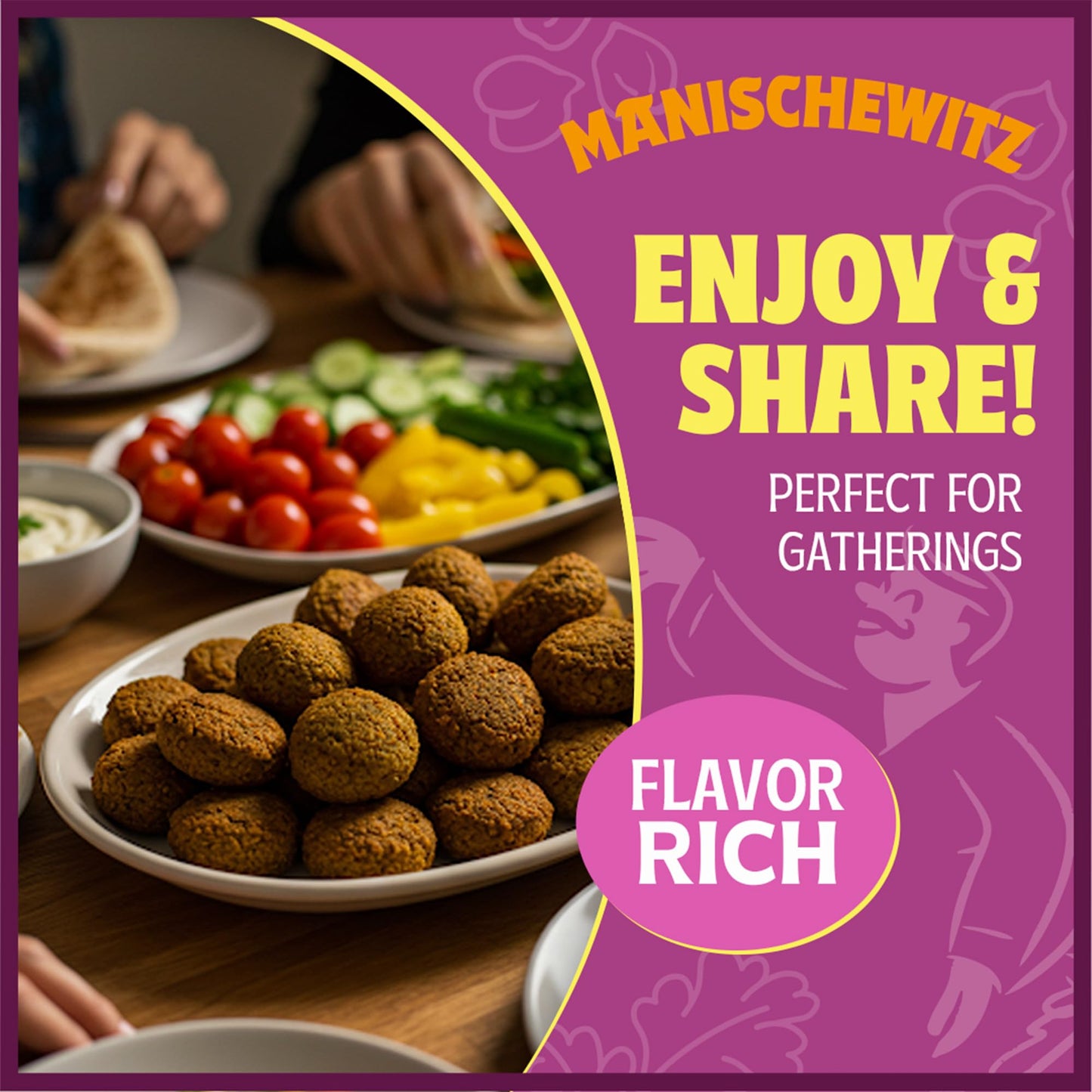 Manischewitz Mediterranean Falafel Ball Mix, 6.4oz | All Natural | Sugar Free | Good Source of Protein | Wholesome & Nutritious