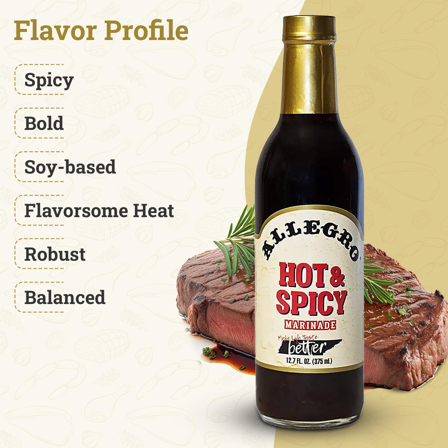 Allegro Hot & Spicy Marinade, 12.7 Fluid Ounces (Pack Of 6)