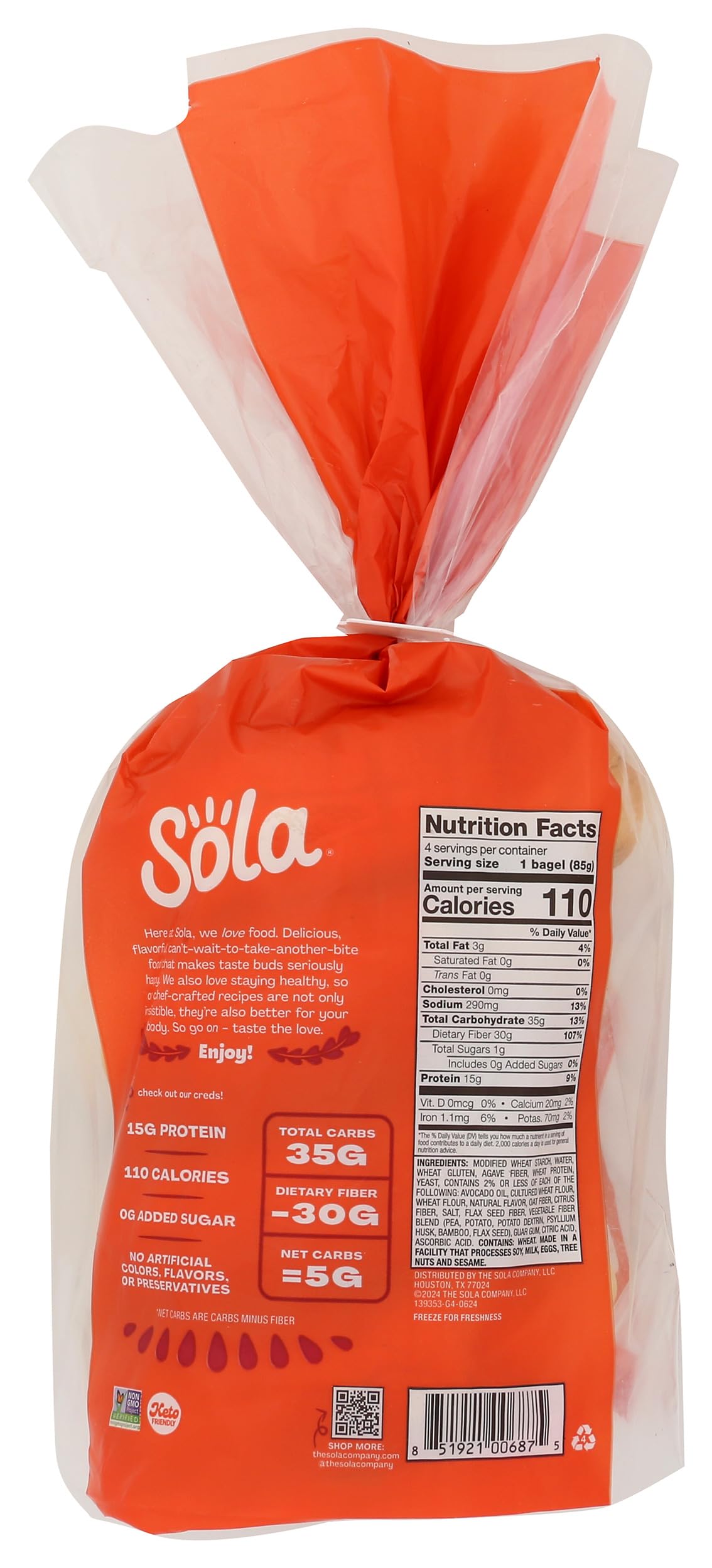 The Sola Company Plain Bagels, 12 OZ