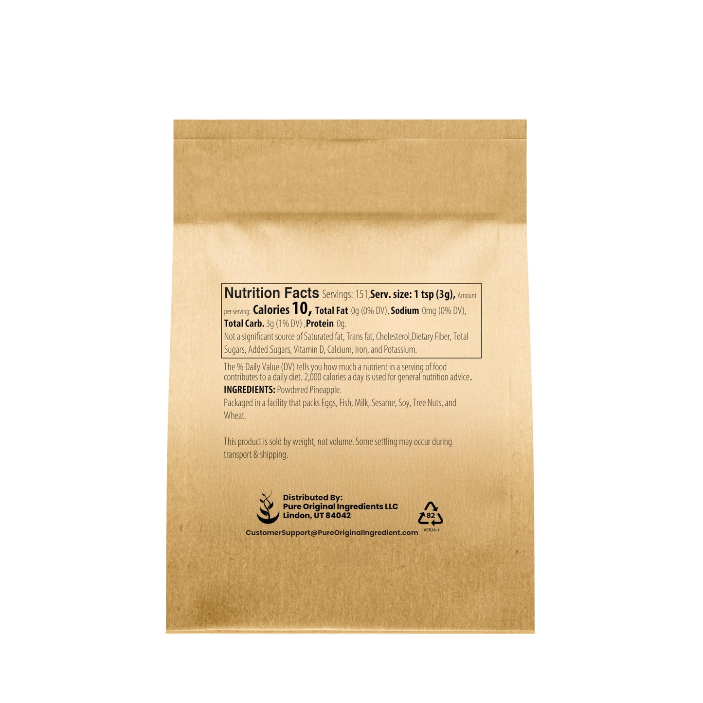 Pure Original Ingredients Pineapple Powder, Smoothies & Cocktails, Always Pure, Flavor Additive (16 Ounce)