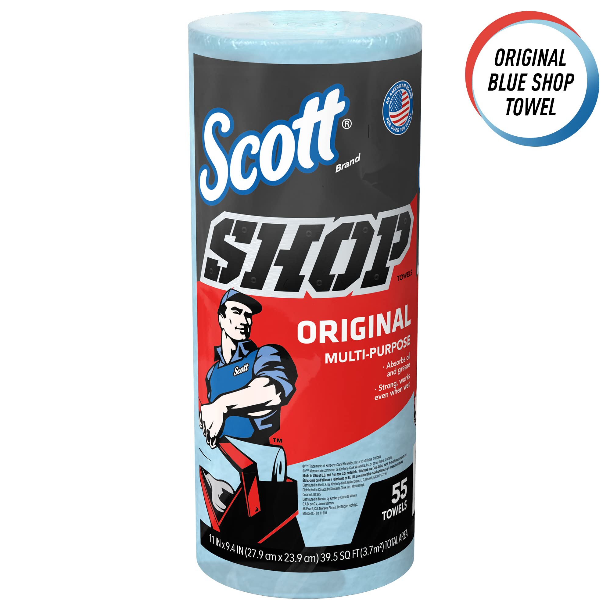 Scott Kimberly-Clark Professional Logistics Supply 75130KC Scott Shop Towels Blue 11 plug X 10,4 plug (27,9cm X 26,4cm), 1 Roll, 55 Per Pack