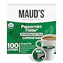 Maud's Organic Peppermint Tea Pods, 100 ct, Single Serve Pods - 100% Gourmet Blended Tea Leaves, Compatible with Keurig K Cups Maker