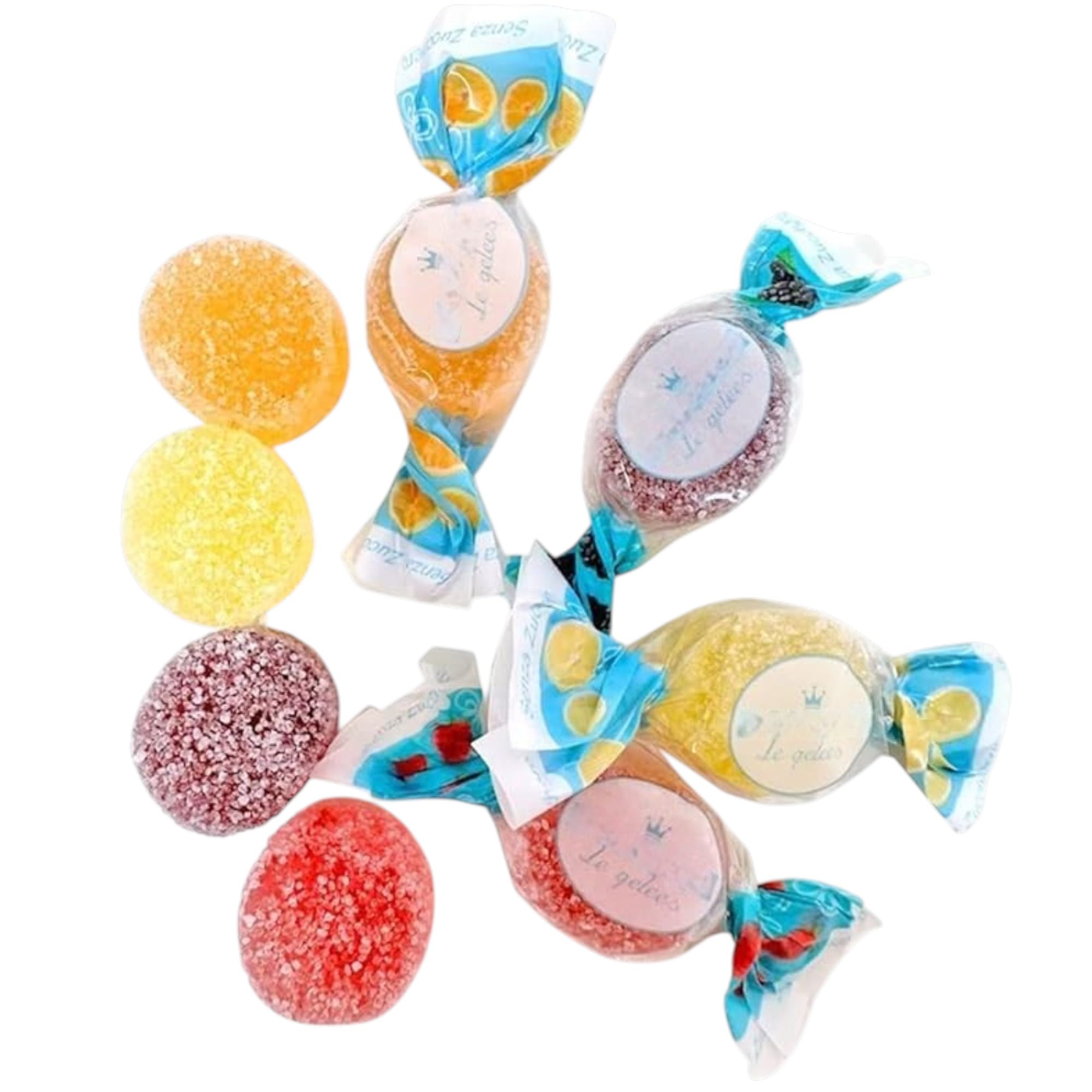 Gourmet Bonele Italian Sugar-Free Fruit Jellies -1.5 lbs Individually Wrapped Sugar-Free Candy for Diabetics- Mandarin, Lemon, Strawberry