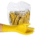 AmerCare Neptune Yellow Household Latex Rubber Gloves for Dishwashing and Cleaning, Large, Case of 120 Pairs