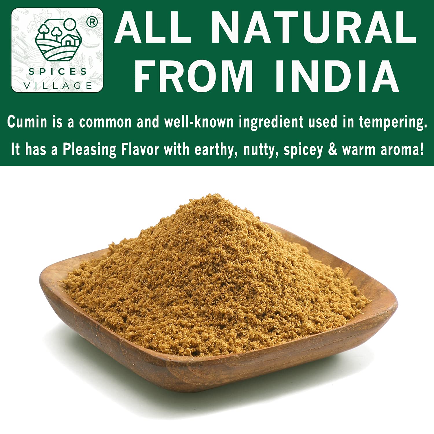 SPICES VILLAGE Cumin Powder (8 oz) - Purely Ground from Whole Cumin Seeds, Kosher Certified, Gluten Free, Non GMO, Resealable Bulk Bag