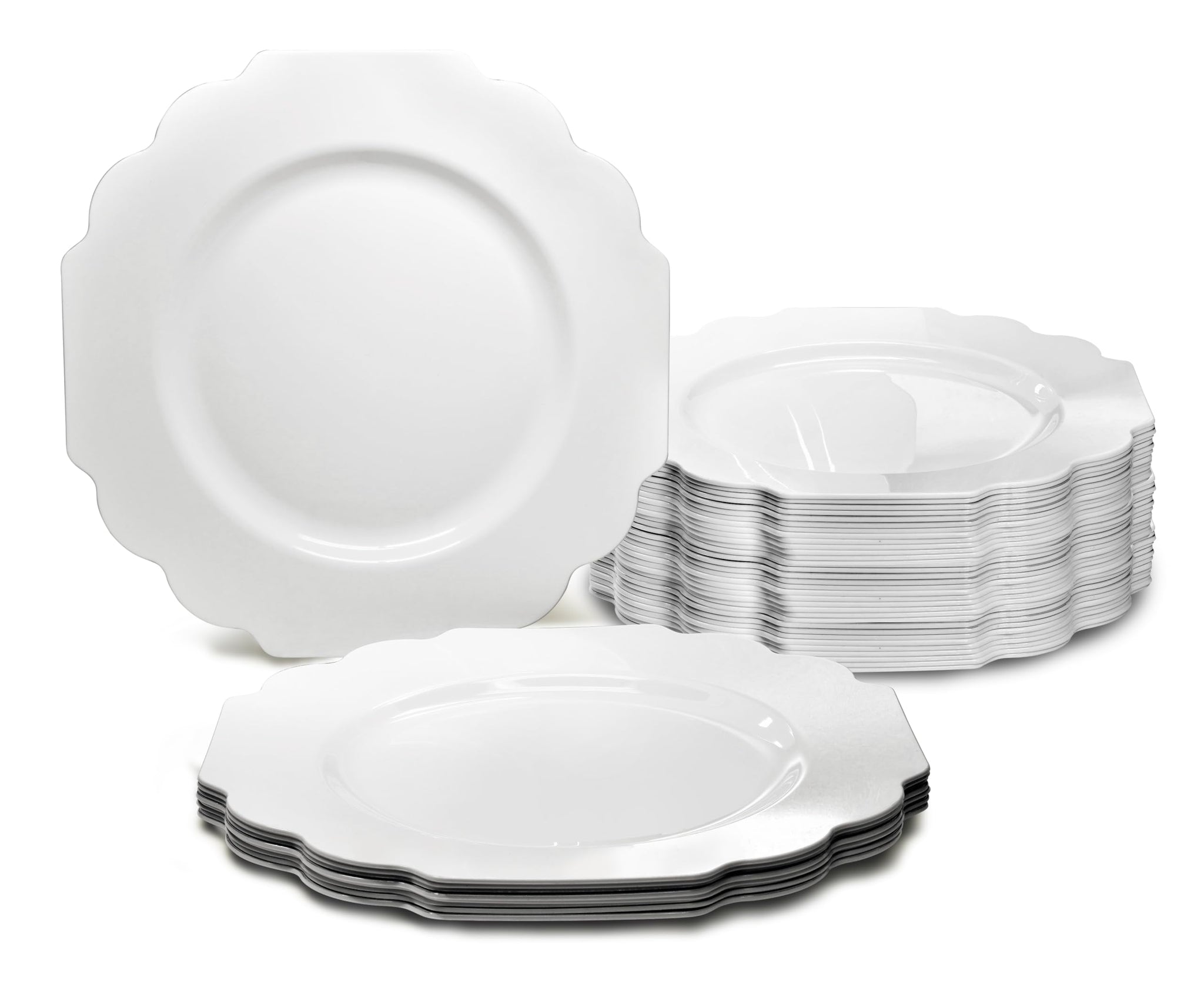 " OCCASIONS " 60 Plates Pack, Heavyweight Disposable Wedding Party Plastic Plates (10.5'' Dinner Plate, Imperial Plain White)