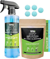 WASH&WHIPS Glass Cleaner Effervescent Tablets w/Empty 16 oz Spray Bottle (Makes 5 Gal/20L/ 40 Bottles)