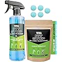 WASH&WHIPS Glass Cleaner Effervescent Tablets w/Empty 16 oz Spray Bottle (Makes 5 Gal/20L/ 40 Bottles)